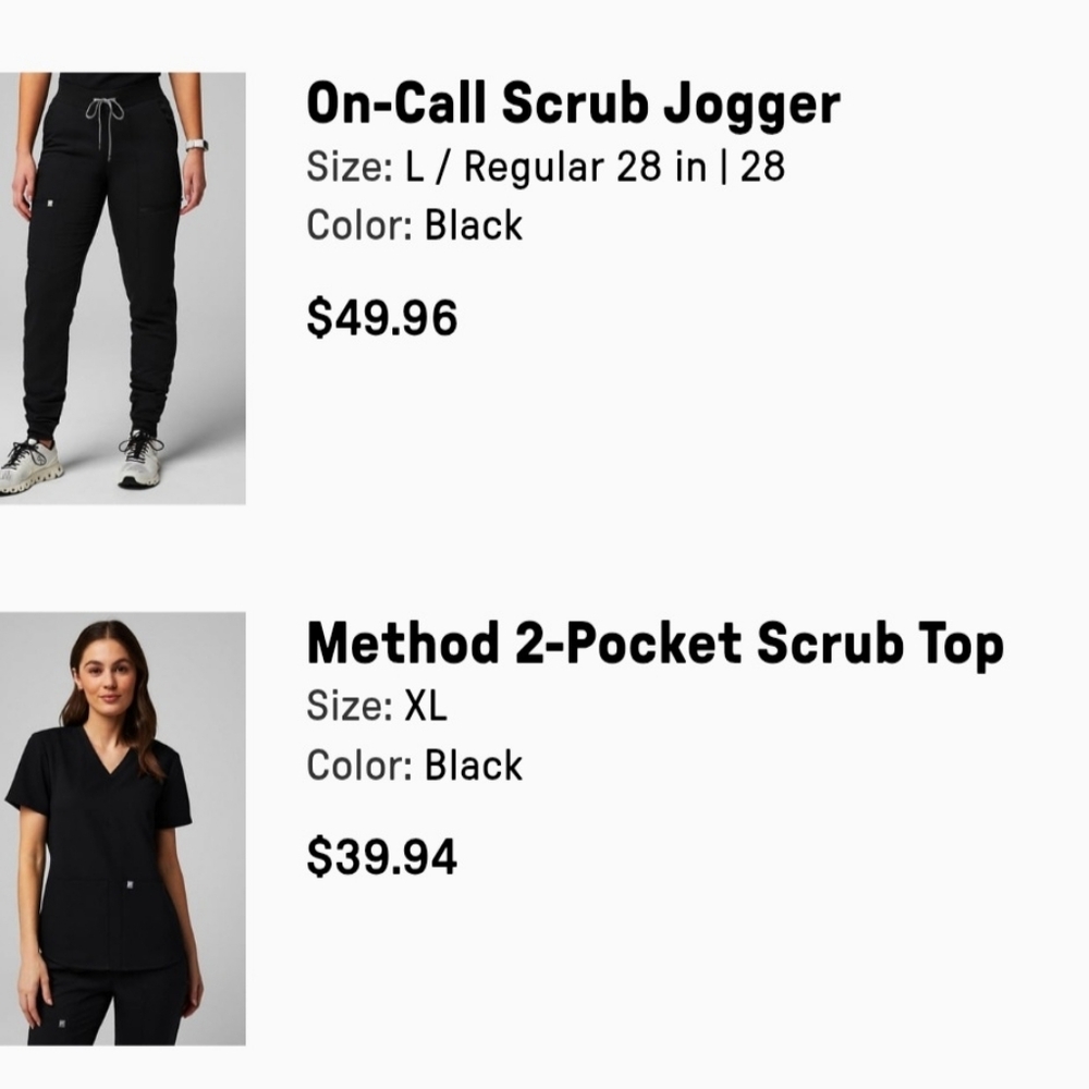 Fabletics Scrub Set Black Gray String Pants Large… - image 1